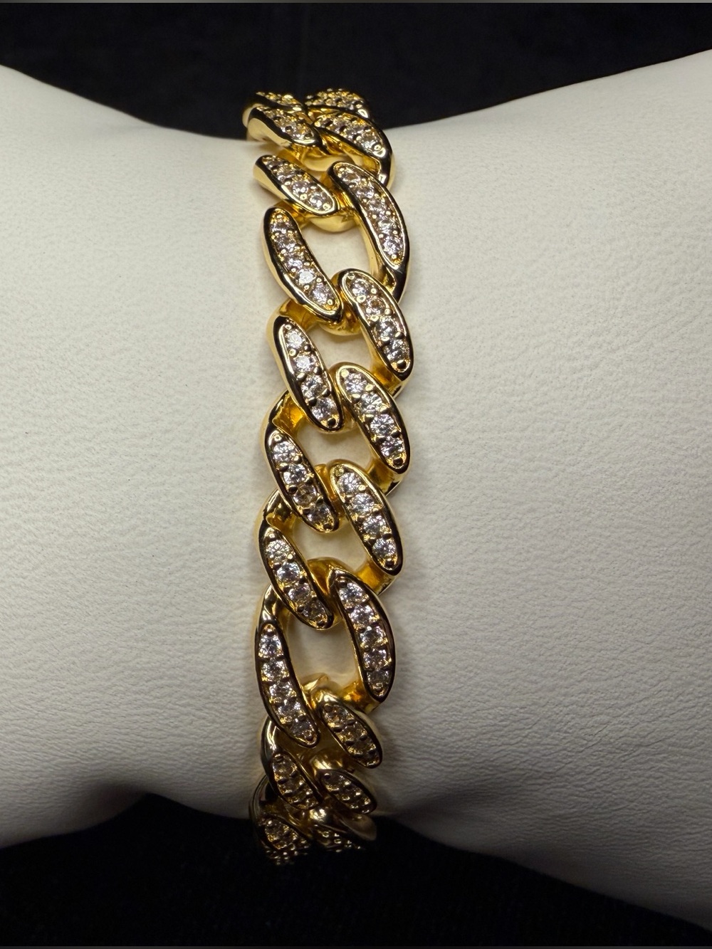 Iced Cuban Link Bracelet 7in 10MM Pavé Clear CZ Stones Box Clasp Brand New